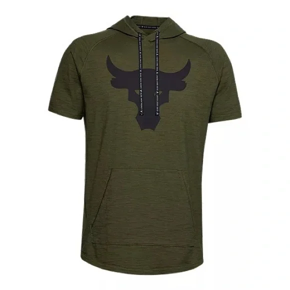 Under Armour Project Rock Mens Charged Cotton Short Sleeve Hoodie  (1351525-315)